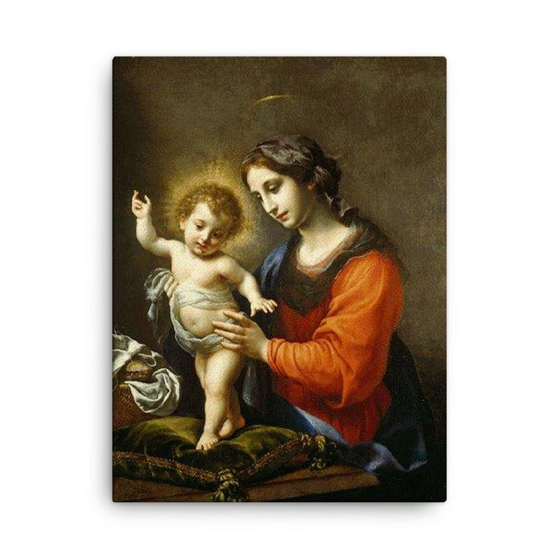 The Virgin and Child by Carlo Dolci canvas print on a plain backdrop in size 18