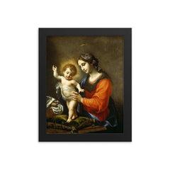 The Virgin and Child by Carlo Dolci framed print on a plain backdrop in size 8"x10".