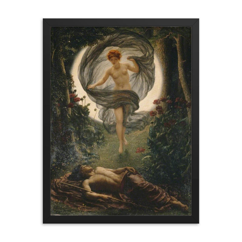 The Vision of Endymion by Edward John Poynter framed print on a plain backdrop in size 18