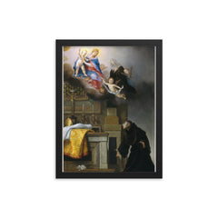 The Vision of Saint Toulouse by Carlo Dolci framed print on a plain backdrop in size 12"x16".