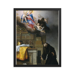 The Vision of Saint Toulouse by Carlo Dolci framed print on a plain backdrop in size 16"x20".