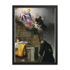 The Vision of Saint Toulouse by Carlo Dolci framed print on a plain backdrop in size 18"x24".