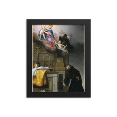The Vision of Saint Toulouse by Carlo Dolci framed print on a plain backdrop in size 8"x10".