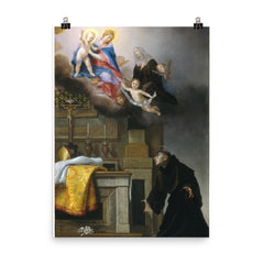 The Vision of Saint Toulouse by Carlo Dolci poster on a plain backdrop in size 8"x10".