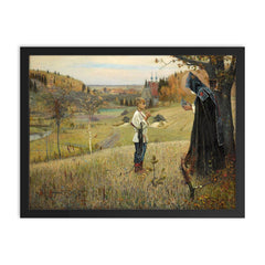 The Vision to the Youth Bartholomew by Mikhail Nesterov framed print on a plain backdrop in size 18"x24".