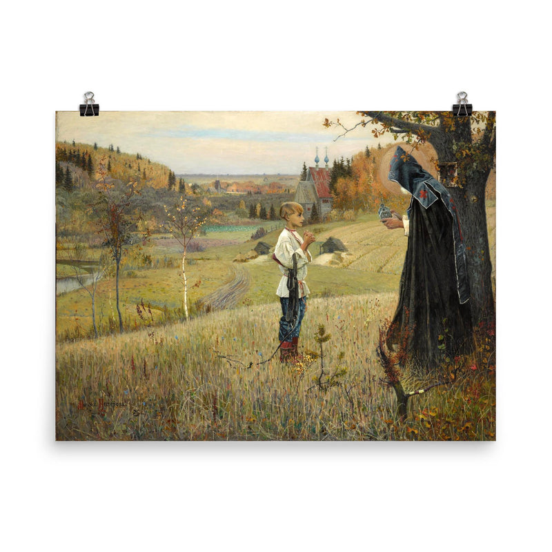 The Vision to the Youth by Mikhail Nesterov, 1889–90 poster on a plain backdrop in size 8