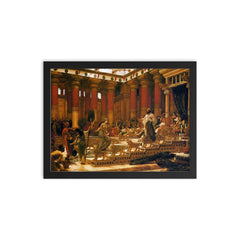 The Visit of the Queen of Sheba to King Solomon by Edward Poynter, 1890 framed print on a plain backdrop in size 12"x16".