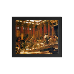 The Visit of the Queen of Sheba to King Solomon by Edward Poynter, 1890 framed print on a plain backdrop in size 8"x10".