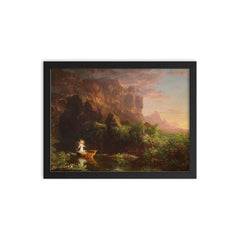 The Voyage of Life: Childhood by Thomas Cole, 1842 framed print on a plain backdrop in size 12"x16".