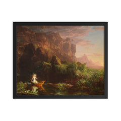 The Voyage of Life: Childhood by Thomas Cole, 1842 framed print on a plain backdrop in size 16"x20".