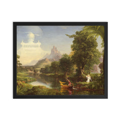 The Voyage of Life: Youth by Thomas Cole, 1842 framed print on a plain backdrop in size 16"x20".