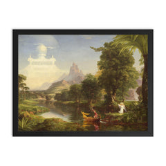 The Voyage of Life: Youth by Thomas Cole, 1842 framed print on a plain backdrop in size 18"x24".