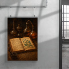 The Voynich Manuscript opened under alchemical instruments poster 4