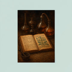The Voynich Manuscript opened under alchemical instruments poster 8