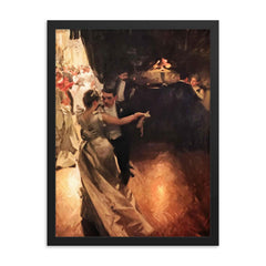 The Waltz by Anders Zorn framed print on a plain backdrop in size 18"x24".