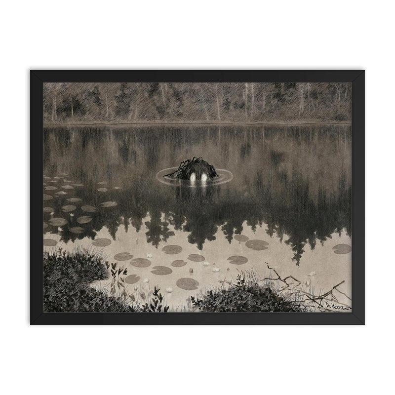 The Water Sprite by Theodor Kittelsen, 1892 framed print on a plain backdrop in size 18