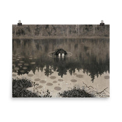 The Water Sprite by Theodor Kittelsen, 1892 poster on a plain backdrop in size 8"x10".