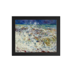 The Wave by Pierre-August Renoir, 1882 framed print on a plain backdrop in size 8"x10".