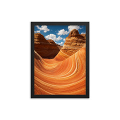 The Wave Coyote Buttes USA framed print on a plain backdrop in size 12"x16".