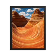 The Wave Coyote Buttes USA framed print on a plain backdrop in size 16"x20".