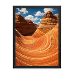 The Wave Coyote Buttes USA framed print on a plain backdrop in size 18"x24".