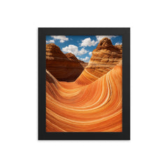 The Wave Coyote Buttes USA framed print on a plain backdrop in size 8"x10".