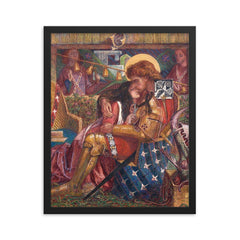 The Wedding of St George and Princess Sabra by Dante Gabriel Rossetti, 1857 framed print on a plain backdrop in size 16"x20".