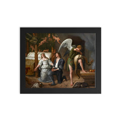 The Wedding of Tobias and Sarah by Jan Steen framed print on a plain backdrop in size 8"x10".