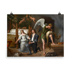 The Wedding of Tobias and Sarah by Jan Steen poster on a plain backdrop in size 8"x10".