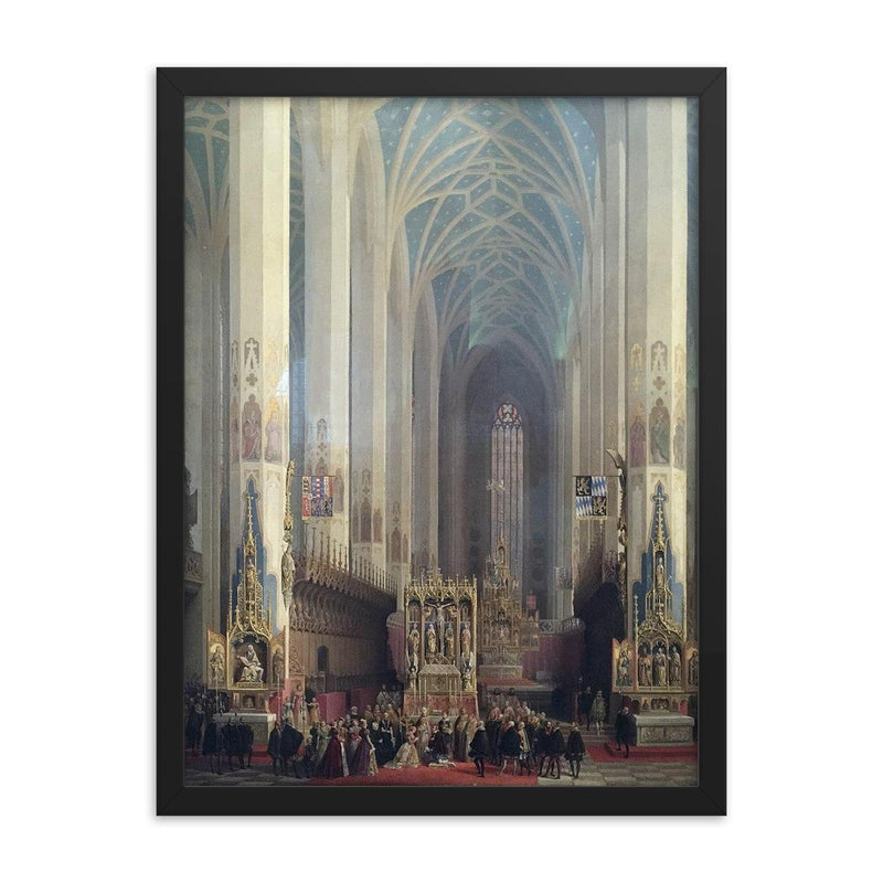 The Wedding of Wilhelm V and Renata of Lorraine by Max Emanuel Ainmiller, 1854 framed print on a plain backdrop in size 18