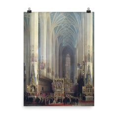 The Wedding of Wilhelm V and Renata of Lorraine by Max Emanuel Ainmiller, 1854 poster on a plain backdrop in size 8"x10".