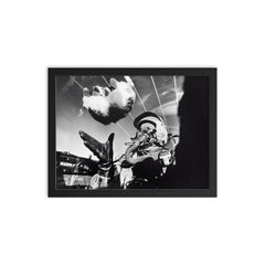 The Weightless Cat Experiment in an F-94C Cockpit, 1958 framed print on a plain backdrop in size 12"x16".