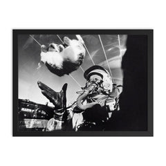 The Weightless Cat Experiment in an F-94C Cockpit, 1958 framed print on a plain backdrop in size 18"x24".