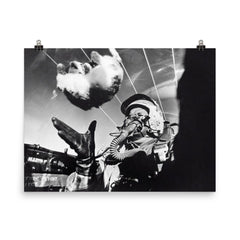 The Weightless Cat Experiment in an F-94C Cockpit, 1958 poster on a plain backdrop in size 8"x10".