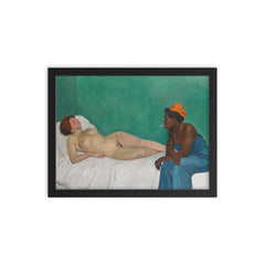 The White Woman and the Black Woman by Félix Valloton framed print on a plain backdrop in size 12"x16".