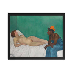 The White Woman and the Black Woman by Félix Valloton framed print on a plain backdrop in size 16"x20".