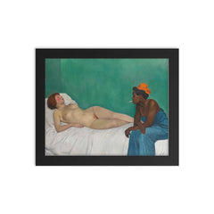 The White Woman and the Black Woman by Félix Valloton framed print on a plain backdrop in size 8"x10".