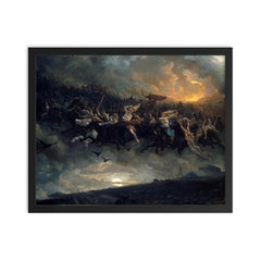 The Wild Hunt of Odin by Peter Nicolai Arbo, 1872 framed print on a plain backdrop in size 16"x20".