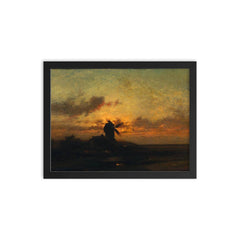 The Windmill by Jules Dupré, c. 1850 framed print on a plain backdrop in size 12"x16".