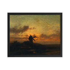 The Windmill by Jules Dupré, c. 1850 framed print on a plain backdrop in size 16"x20".