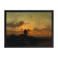 The Windmill by Jules Dupré, c. 1850 framed print on a plain backdrop in size 18"x24".
