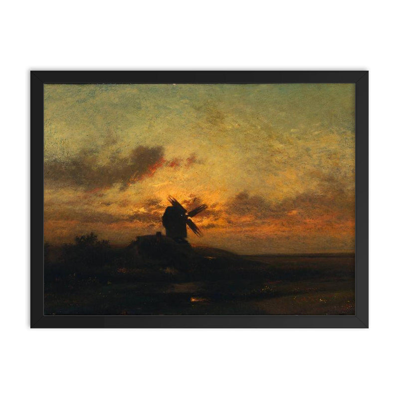 The Windmill by Jules Dupré, c. 1850 framed print on a plain backdrop in size 18