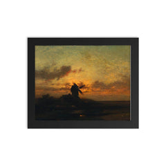 The Windmill by Jules Dupré, c. 1850 framed print on a plain backdrop in size 8"x10".
