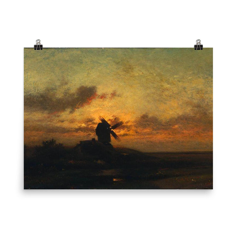 The Windmill by Jules Dupré, c. 1850 poster on a plain backdrop in size 8