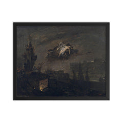 The Witches of the Bell Tower by José Benlliure Gil, 1878 framed print on a plain backdrop in size 16"x20".