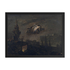 The Witches of the Bell Tower by José Benlliure Gil, 1878 framed print on a plain backdrop in size 18"x24".