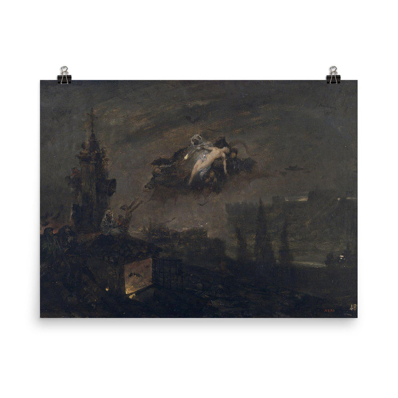 The Witches of the Bell Tower by José Benlliure Gil, 1878 poster on a plain backdrop in size 8