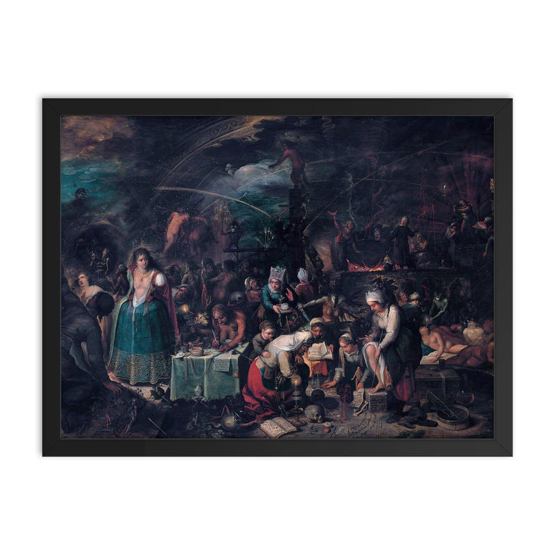 The Witches Sabbath by Frans Francken the Younger, 1607 framed print on a plain backdrop in size 18