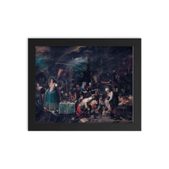 The Witches Sabbath by Frans Francken the Younger, 1607 framed print on a plain backdrop in size 8"x10".