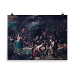 The Witches Sabbath by Frans Francken the Younger, 1607 poster on a plain backdrop in size 8"x10".